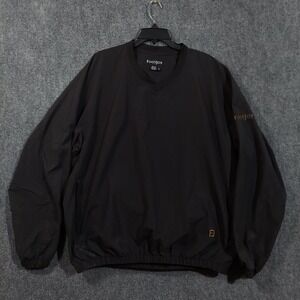 FootJoy Pullover Jacket Mens XL Black Golf Windbreaker Pockets Elastic Hem
